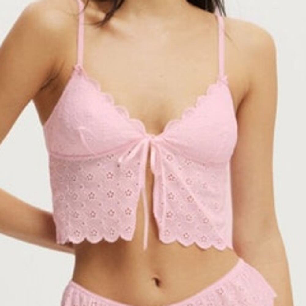 Cotton On Pink Lace Up Bralette Top size M - Picture 3 of 9